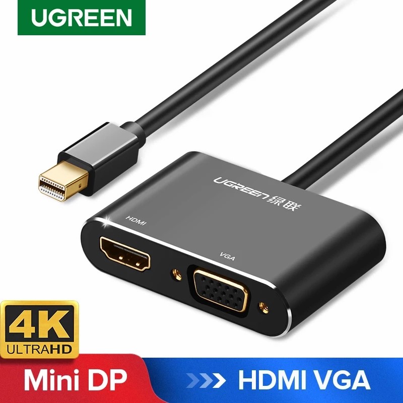 Ugreen 20422 Bộ chuyển đổi Mini DP sang HDMI + VGA (màu đen)